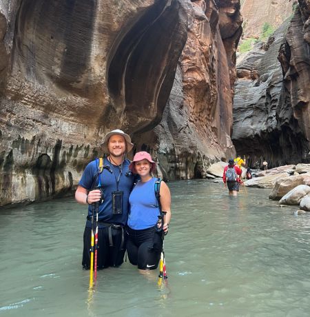 hiking at the narrows in zion national park